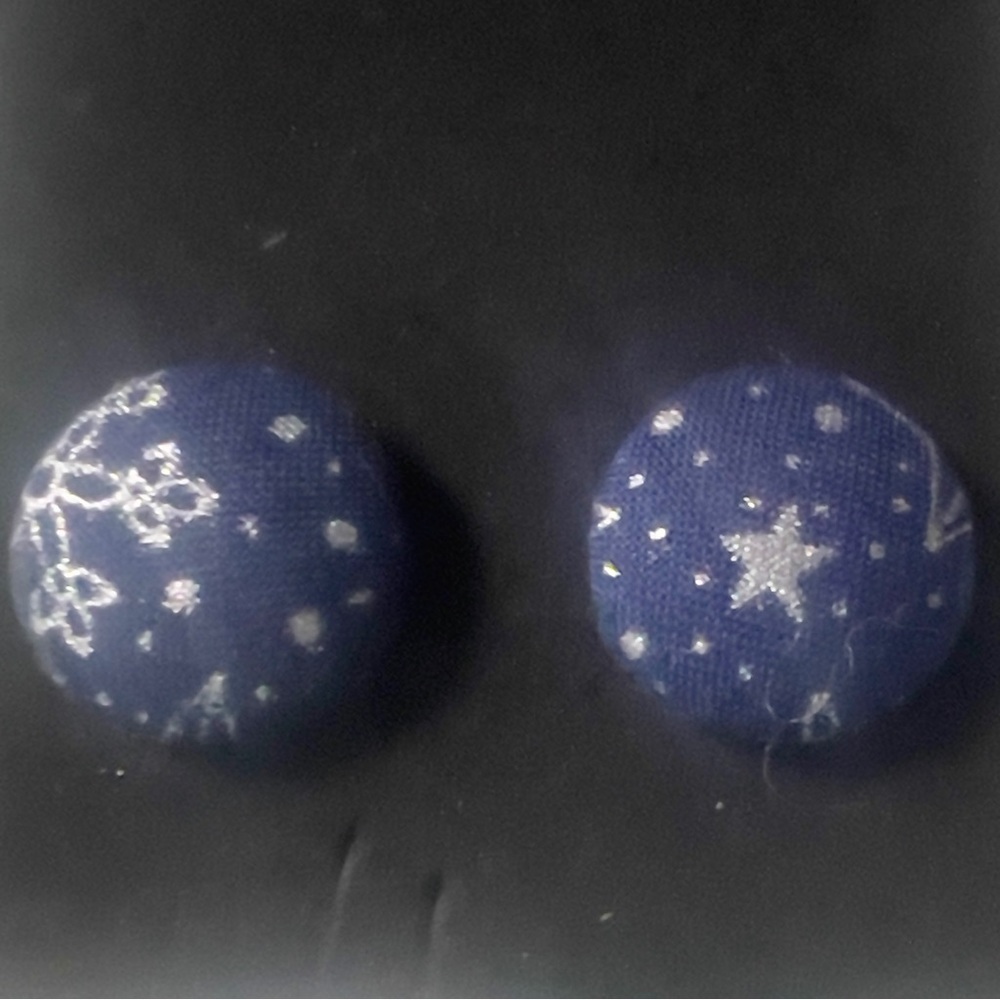 Blue Star Moon Earrings Handcrafted Jewelry Lightweight - Picture 2 of 7